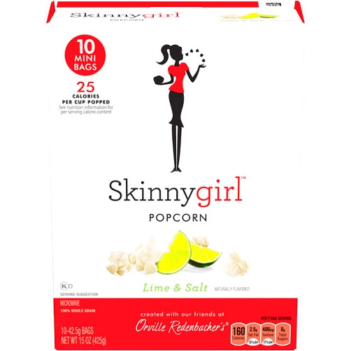 Orville Redenbacher's Skinnygirl Lime & Salt Flavored Microwave Popcorn, 10 Count Mini Popcorn Bags (6 Boxes)
