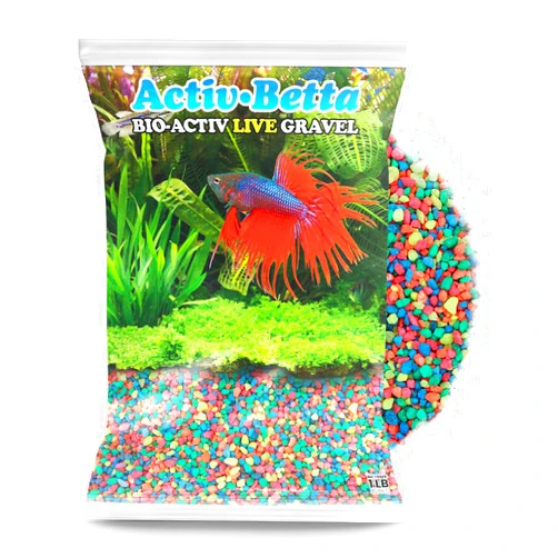 Activ Betta Nature's Ocean Bio-Activ Betta Rainbow Gravel, 1 lbs - pH Balance, Water Clarity, Eliminates Bacteria, Ideal Aquarium Decor, Fish Tank Gravel, Betta Fish Substrate