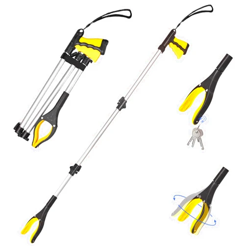 EJG 43 Inch Extra Long Reacher Grabber Tool for Elderly and Disabled, Heavy Duty Pickup Aid with Folding Design, Rotating Jaw & Magnet Tip, Wide 4
