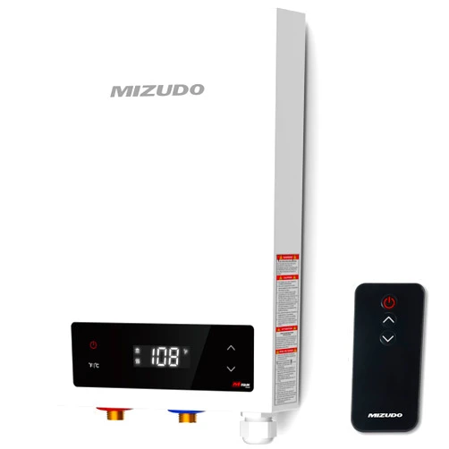MIZUDO Electric Tankless Water Heater, MIZUDO 8KW 240V, Small Instant Hot Water Heater, Use for Under Sink, Bathroom Sink and Faucet, Save Space, Remote and Touch, with LED Digital Display
