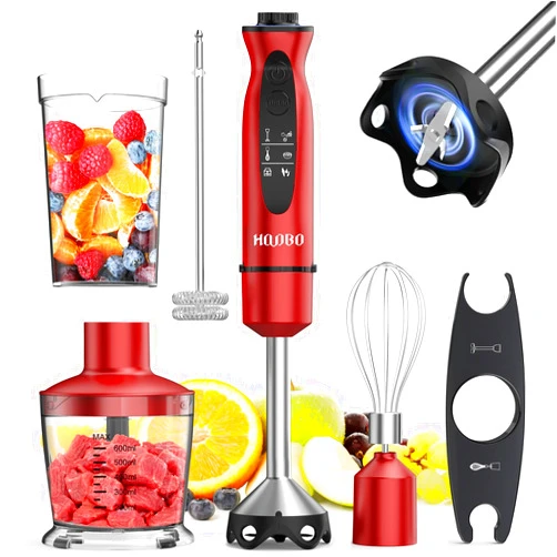 HOVOBO Immersion Blender Handheld 1000W Powerful Scratch Resistant Hand Blenders for Kitchen, Stick Blender Immersion 12 Speed and Turbo Mode, Low-Noise, Beaker Chopper Whisk Milk Frother