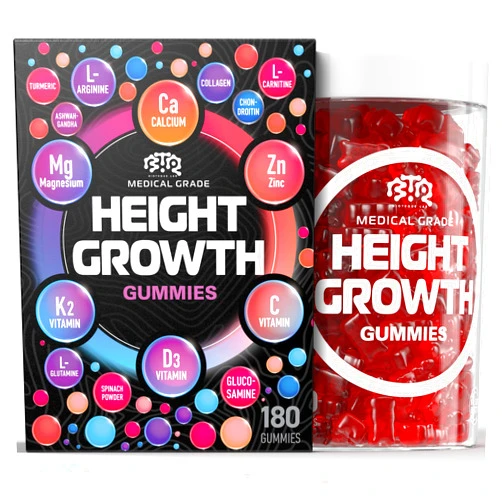 BTQ BIOTEQUE LAB BIOTEQUELAB Height Growth Increase Gummies Vitamins, Grow Tall Supplement, Calcium, Magnesium, Zinc, Ashwagandha, Glucosamine Multivitamin for Teens, Kids, 180 Gummies
