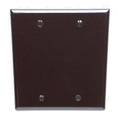 Leviton 85025 2-Gang No Device Blank Wallplate, Standard Size, Thermoset, Box Mount, Brown