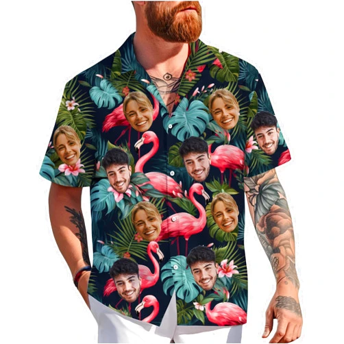 Hunesalary Hawaiian Shirt with Faces, Dog Lover Shirt, Custom Hawaiian Shirt for Pets, Personalized Hawaiian Shirt Men, Hawaii Shirt. Black, Small