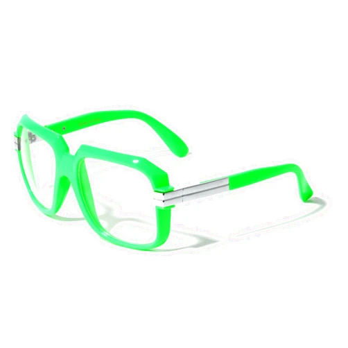 Dweebzilla Gazelle Emcee Oversized Square Sunglasses Neon Frames w/Clear Lense