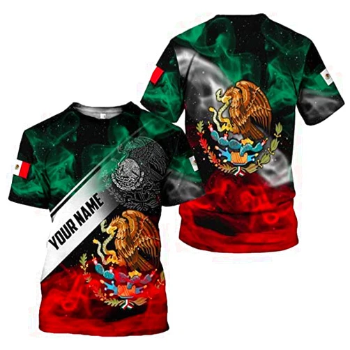 Generic RoyalBro Personalized Mexico Shirt, Camisas de Mexico Customized Mexican Shirts Mexican Flag Mexico 3D Shirt for Men Women