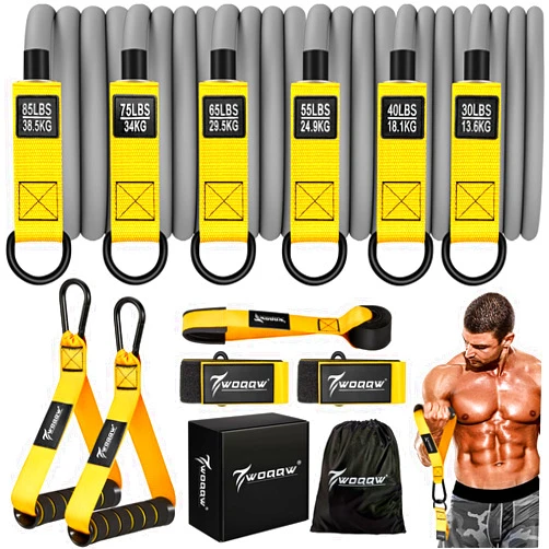 WOQQW Resistance Bands, 350lbs Heavy Exercise Bands with Handles, Workout Bands Set for Working Out Men, Fitness Weight Bands for Strength Training, Stretching, Slim, Physiotherapy - Home Gym Equipment