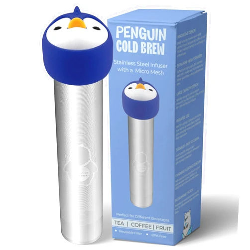 Penguin Cold Brew Tea Infuser Baskets - Stainless Steel Strainers for Loose Leaf Tea and Coffee - Extra Fine Metal Micro Mesh Steeper - Reusable, Travel-Friendly(Large Capacity for Tea Pitchers)