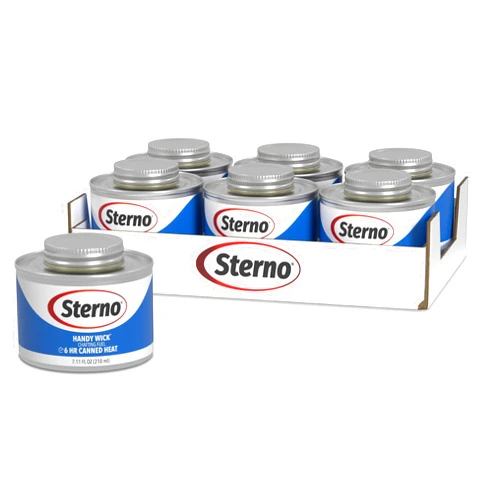 Sterno Fuel Cans - 6-Hour Burn, (6-Pack) Chafing Dish Fuel Can Burners for Food Warmer, Resealable Twist Chafer Fuel Canned Heat, Handy Wick