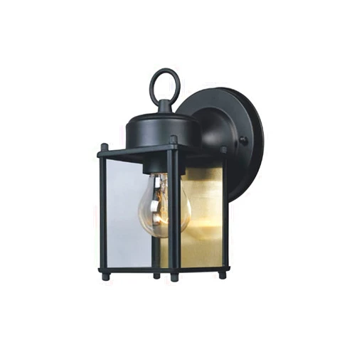 DESIGNERS FOUNTAIN Preston Outdoor Light Fixture, 8 Inch, Exterior Wall Mount Lantern Sconce, Clear Glass Porch Lights for Front Door, Patio, and House Garage, Black, 1161-BK