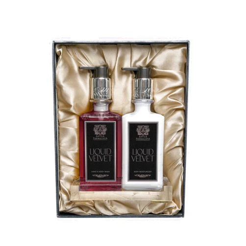 Antica Farmacista Liquid Velvet Acrylic Bath & Body Gift Set - Moisturizing Scented Lotion - Premium Hand Wash - With Acrylic Tray - Luxury Gift for Women & Men - Hand & Skin Hydration - Liquid Velvet