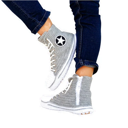 Sa by seay handmade Handmade Crochet Men's And Women Unisex Slippers, Crochet House Slippers For Women, Classic Colour High Top Inspired Slippers Custom Home Sneakers