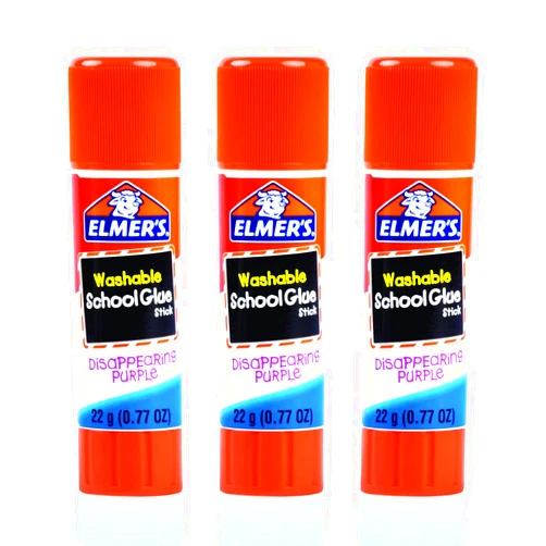 The Mega Deals Elmers Glue Sticks 3 Count Glue Sticks Bulk 0.77 Ounce Purple Glue Stick - School Supplies for Kids, Liquid School Glue