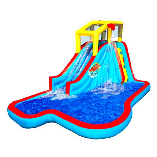 Banzai Inflatable Pool Water Slide, Blow Up Backyard Splash House, Slide N’ Soak