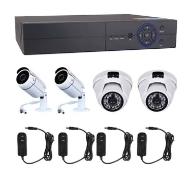 EVERSECU 1pcs 4CH DVR+2pcs HD Analog Bullet Cameras+2pcs HD Analog Dome Cameras+4pcs Power Adapters