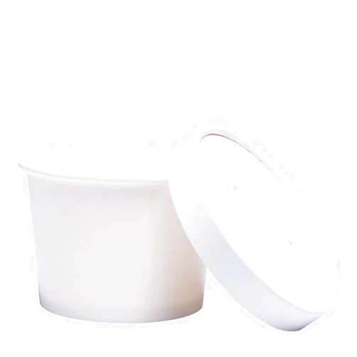 Belinlen 50 SET 8 OZ Disposable White Ice Cream Cups with Lids Medium Hot and Cold To Go Cups Paper Cup Takeout Food Container