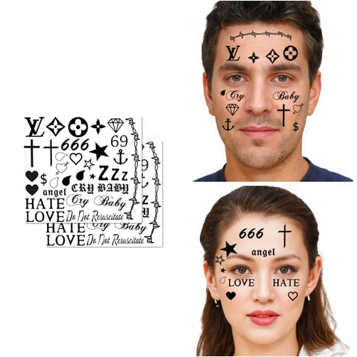 Cosplay Tats Popular Face Temporary Tattoos Assortment - 2 Sets