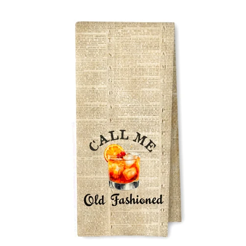 ArtisaEura Vintage Whisky Cocktail Kitchen Towels, Gifts for Old Fashioned Lovers, Old Fashioned Cocktail Gifts Decorative Hand Towels for Kitchen Bar Cart Decor, 16x24 Inches