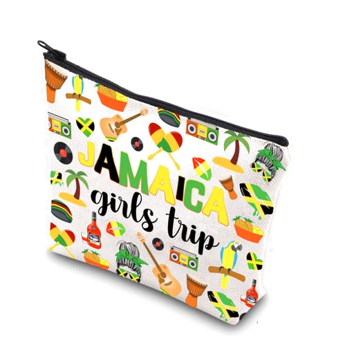 WCGXKO Jamaica Girls Trip Gift Jamaica Vacation Gift Girls Weekend Zipper Pouch Cosmetic Bag (JAMAICA)
