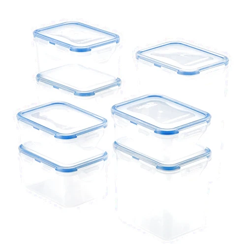 LocknLock LOCK & LOCK Easy Essentials Food Storage lids/Airtight containers, BPA Free, 14 Piece - Tall Rectangle, Clear