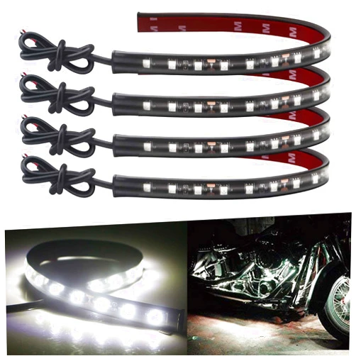 Keiurot 12V Led Light Strip 32CM Waterproof Led Light Strips for Cars Motorcycles Golf Cart Interior & Exterior Marine Boat White Led Strip 12V 5050 18SMD,Pack of 4