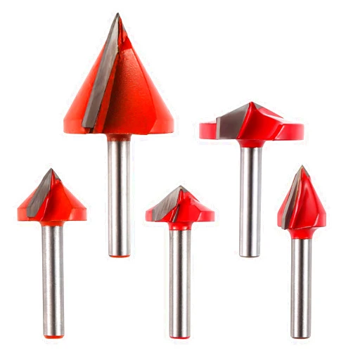 Genmitsu 5PCS V-Groove Router Bits Set, 60° 90° 120° 150° Angle, 6mm Shank, 3D V Shape Milling Wood Cutter Knife CNC Engraving Router Bit, VG05A
