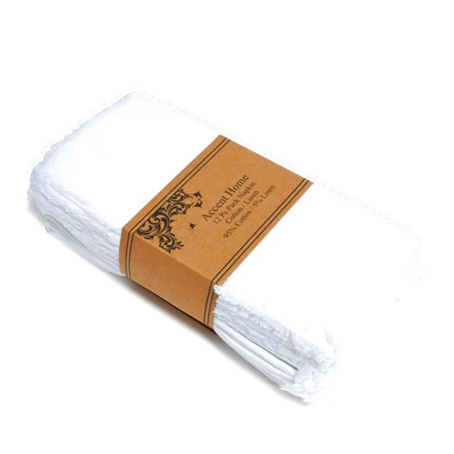ACCENTHOME White Cotton Linen Napkin Set of 12 18x18 inch Dinner Napkins - Washable Soft Premium Hotel Quality Reusable Hemmed Edges Napkins Perfect Table Linens for Family Dinners, Weddings