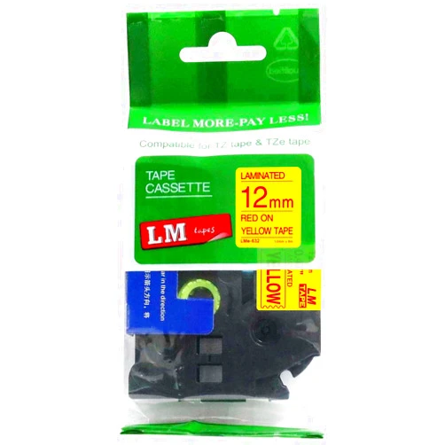 LMe Tapes for PTD210 LM Tapes - Compatible with Brother PT-D210 Label Printer 12mm Red on Yellow Compatible TZe P-Touch Tape (1/2