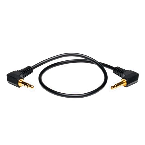 Tripp Lite (P312-001-2RA) 3.5mm Mini Stereo Audio Cable with Two Right Angle Plugs (M/M), 1-ft, Black