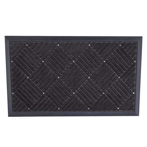 ZTIONHD Front Door Mat Outside Entrance, Indoor Outdoor Low Profile Rubber Doormat, Waterproof Heavy Duty Patio Mat, Fade Resistant, Easy Clean All-Weather Durable, 17x29.5 inch Drainage Design Dark Grey