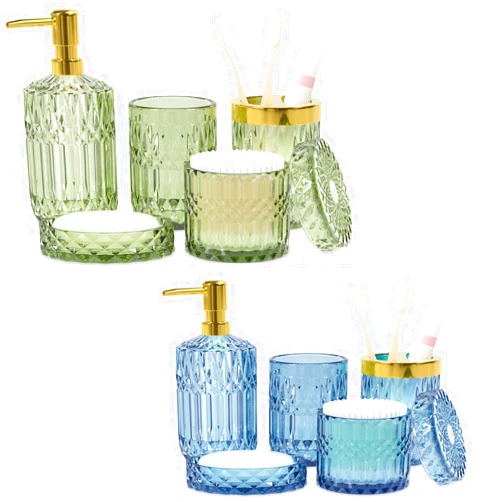 Towoaafu 10Pcs Premium Bathroom Accessories Set (Green and Blue)