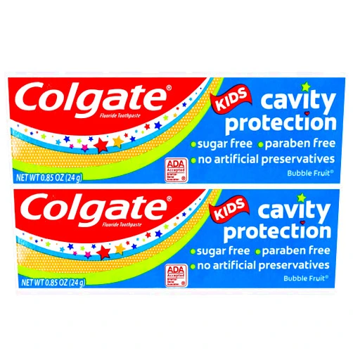 Colgate Kids Cavity Protection Fluoride Toothpaste, Bubble Fruit Flavor, Travel Size 0.85 oz (24g) - Pack of 2