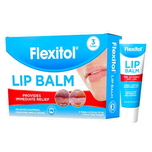 Flexitol Lip Balm, 0.35 Ounce Tube, Cream White, 3 Count (Pack of 1)