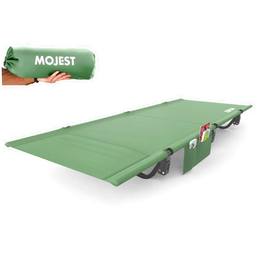 Mojest Ultralight Camping Cot for Adults, Portable Folding Camping Bed, Supports 350 lbs - Lightweight for Travel, Camping, Hiking, Backpacking, Mountaineering, Light Green