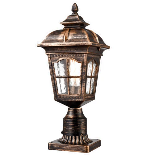 JEENKAE Lamp Outdoor Post Lights Waterproof Pole Lights Fixture Lantern for Pathway Back Yard Lights with Pier Mount Base, Antique Brass, Tempered Hammered Glass