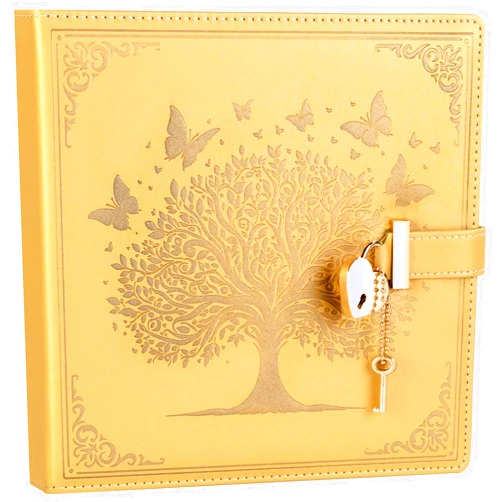 MINICAGIE CAGIE Diary with Lock and Keys for Girls Heart-Shaped Lock Journal for Women, Square Leather Journal with Lock Key Gift for Girls Women Wife 256 Pages, Brown