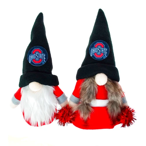 Hanna's Handiworks University Ohio Buckeyes Set of 2 Plush Gnome Christmas Tree Ornaments by Hanna’s Handiworks - Fan/Cheerleader Holiday/Dorm Decoration - Big 10 School Spirit