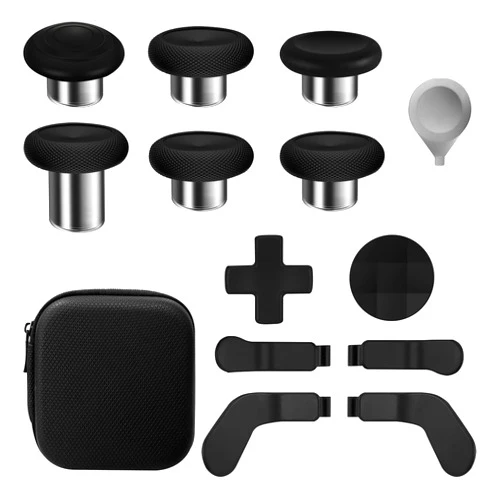 ADHJIE Accessories for Xbox One Elite Series 2 Controller, 13 IN 1 Metal Thumbstick for Xbox One Controller Elite 2 Replacement Kit with Bag, Metal Mod 6 Swap Joystick, 4 Paddles, 2 D-Pads, 1 Tool, Black