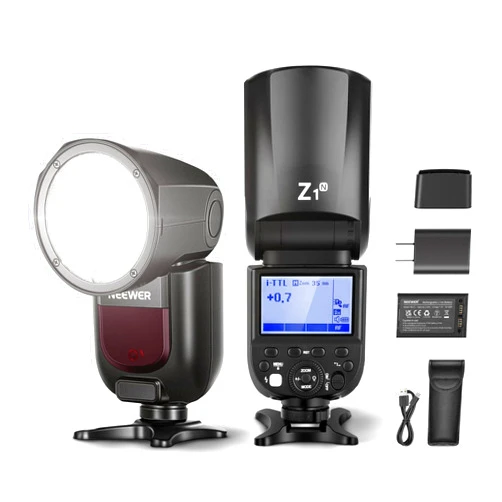 NEEWER Z1-N Round Head Flash Speedlite for Nikon DSLR Cameras, 76Ws 2.4G Speedlight with 1/8000s HSS 480 Full Power Flash, 1.5s Fast Recycle, Built in 2600mAh Battery, 10 Levels LED Modeling Lamp