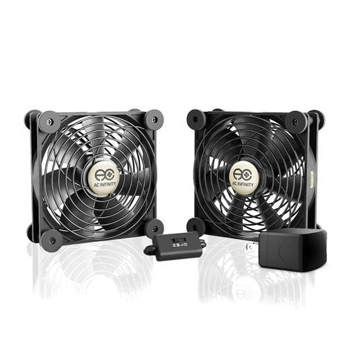 AC Infinity MULTIFAN S7-P, Quiet Dual 120mm AC-Powered Fan with Speed Control, UL-Certified for Receiver DVR PlayStation Xbox Component Cooling