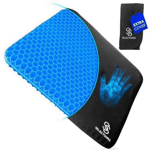 SelectSoma Gel Seat Cushion for Long Sitting Pressure Relief for Back, Sciatica, Coccyx, Tailbone Pain – Wheelchair Cushions, Car and Truck Seat Cushion, Chair Pad for Office Chairs - Egg Seat
