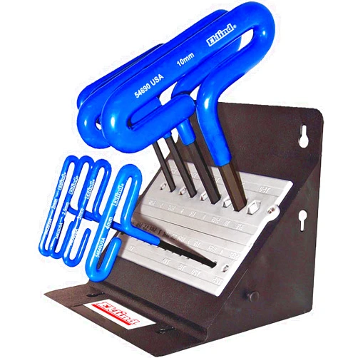 Eklind Tool EKLIND 56168 Cushion Grip Hex T-Key allen wrench- 8pc set Metric MM sizes 2-10 (6In shaft) w/Stand