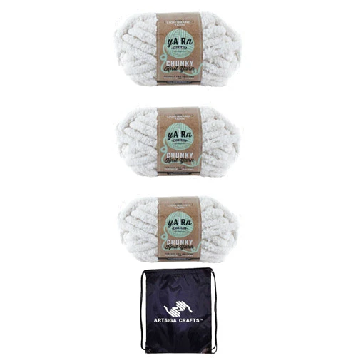 Lion Brand Yarn Lion Brand AR Workshop Chunky Knit Husk 951-098 (3-Skeins - Same Dye Lot) Jumbo #7 Polyester Yarn for Crocheting and Knitting with Project Bag