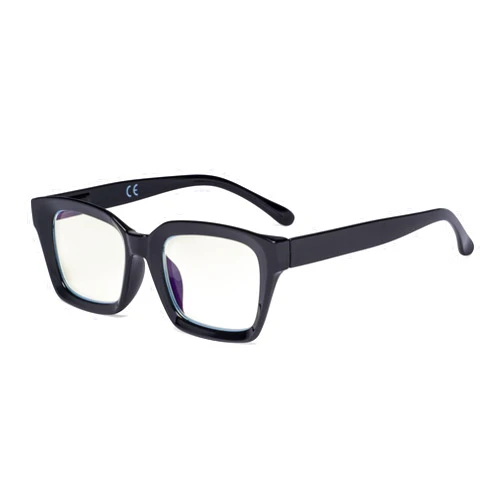 Eyekepper Ladies Computer Glasses - Blue Light Filter Readers Women - UV420 Protection Oversized Square Design Reading Eyeglasses - Black +2.50