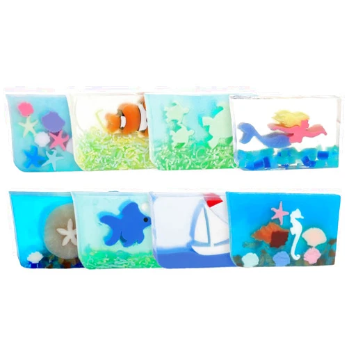 Primal Elements Assorted Bundle (Sea) - Rich Lathering Glycerin Bar Soap for Body, Face, and Hands (Pack of 8)