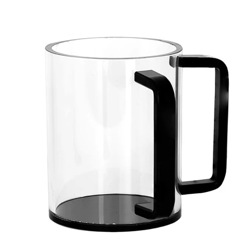 Judaica Place Lucite Hand Washing Cup for Netilat Yadayim, Dual Handle Wash Cup for the Jewish Ritual - Black and Clear