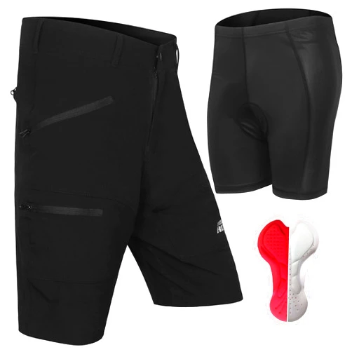 Deux Roues MTB Mountain Bike Shorts - The FIVER - 4D Padded Baggy Bicycle Cycling Biking Bike Shorts Loose-fit - 5 Zippered Pockets
