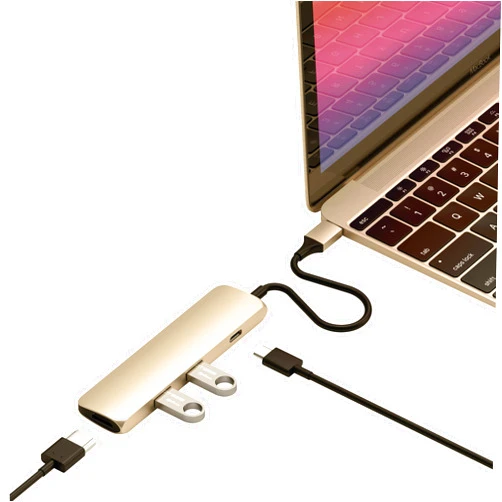 Satechi 4 in 1 USB C Hub Multiport Adapter (Gold - Slim Classic)