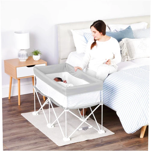Regalo My Crib Portable Infant Bassinet, Includes Design Padded Insert, Travel Carry Bag, Support Tubes, Step Safety Locking Mechanism, Grey