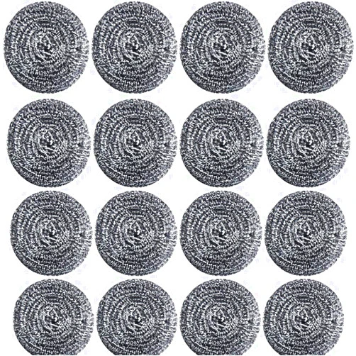 NRDBEEEC 16 PCS Stainless Steel Sponges Scrubbers Cleaning Ball Utensil Scrubber Density Metal Scrubber Scouring Pads Ball for Pot Pan Dish Wash Cleaning for Removing Rust Dirty Cookware Cleaner (16 Packs)